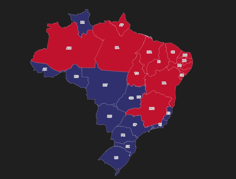 mapa eleição estados